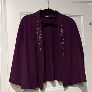 Susan Graver Deep Purple Cardigan with Embellishments